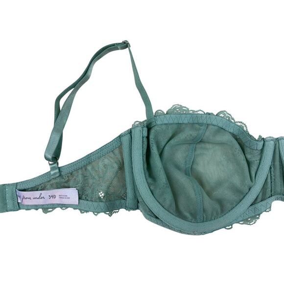 Out From Under Women's 34D Green Unlined Sheer Lace Balconette Bra - Picture 5 of 7